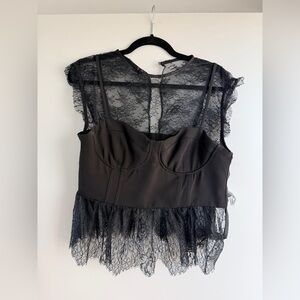 ZARA Overlay Lace Peplum Top